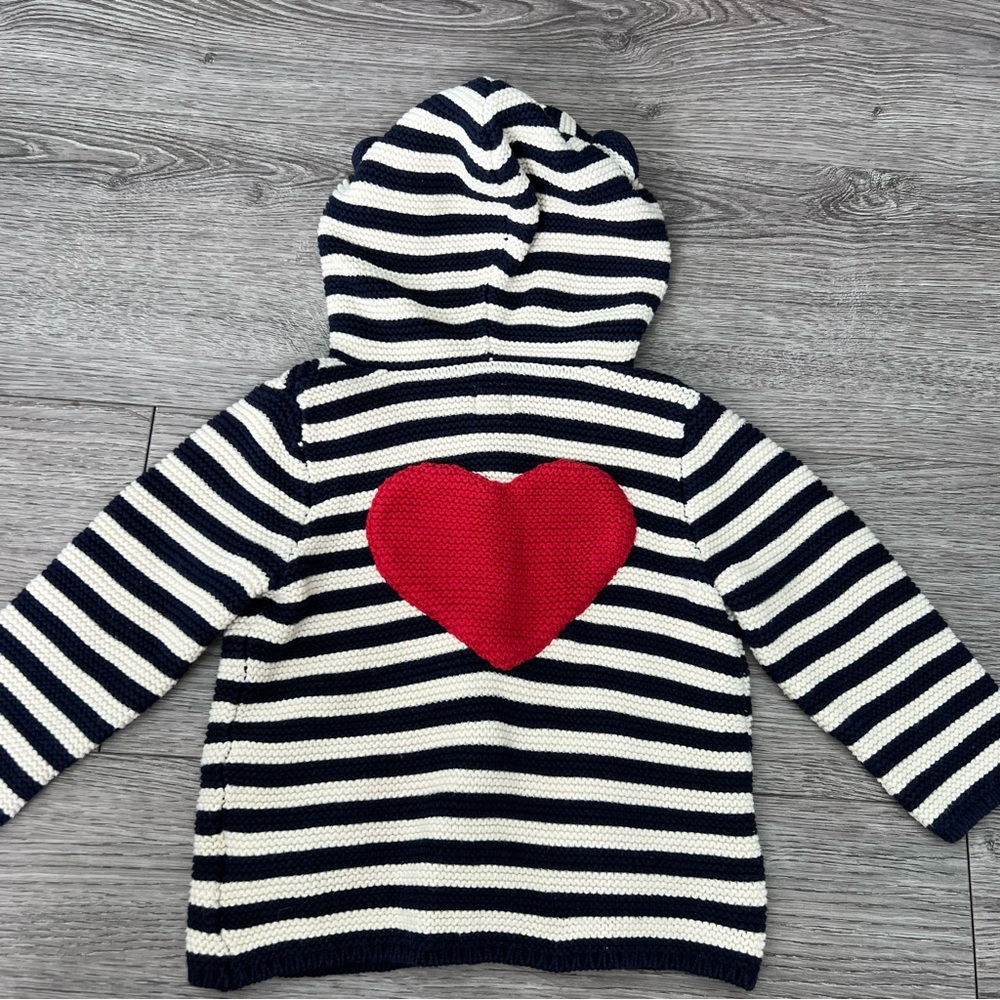Gap Baby Striped Navy and White Hooded Cardigan size 6-12 month